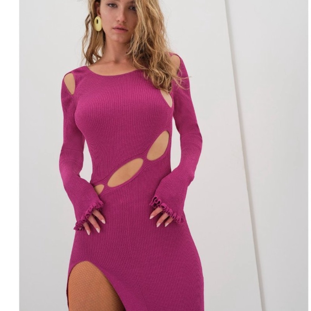 Sparkle Ribbed Knit Dress In Raspberry, NWT, S, For Love And Lemons